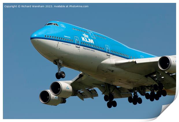 KLM Boeing 747 PH-BFE Print by Richard Wareham