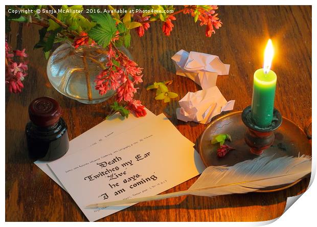 Calligraphy Still Life - Death I Print by Sonja McAlister