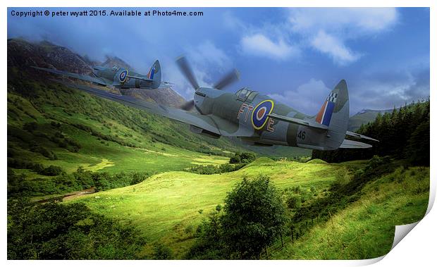  Spitfires along Glen co Print by peter wyatt