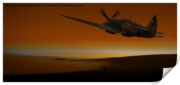  Spitfire over the South Downs Print by peter wyatt