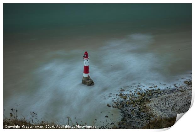Looking down to the lighthouse Print by peter wyatt