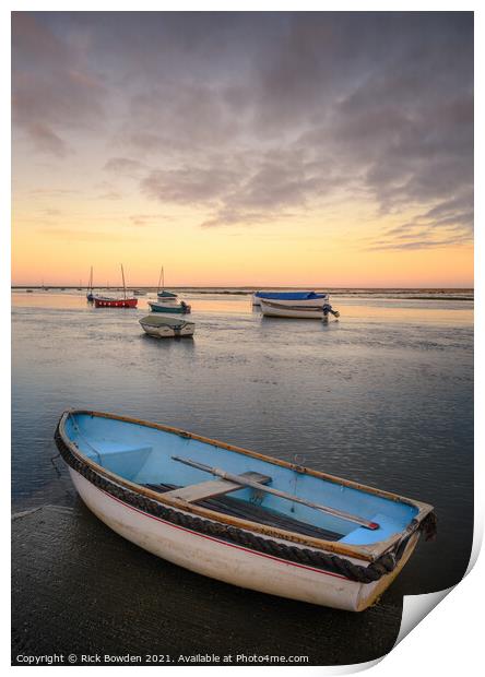 North Norfolk Boat at Sunrise Print by Rick Bowden