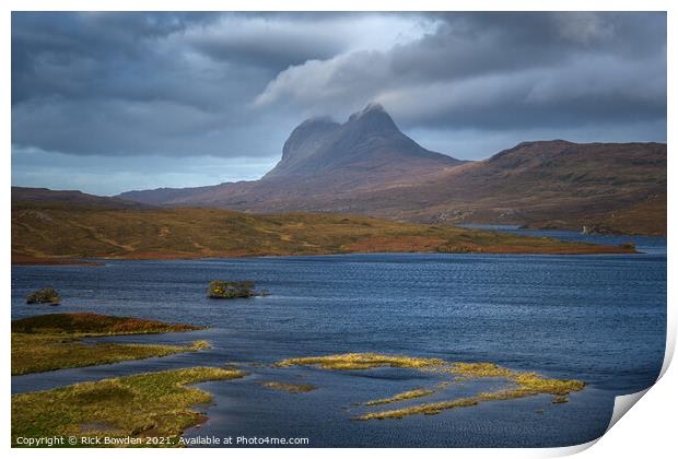 Suilven from Cam Loch Print by Rick Bowden