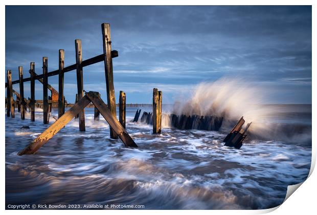 Ruin of the Happisburgh Sea Defences Print by Rick Bowden