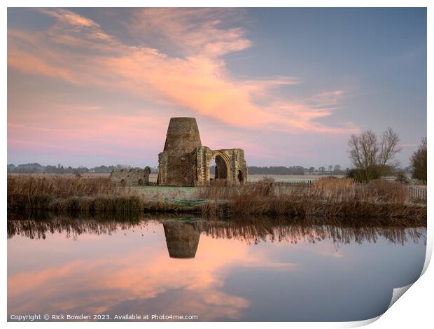 Reflections of St Benet's Abbey Print by Rick Bowden