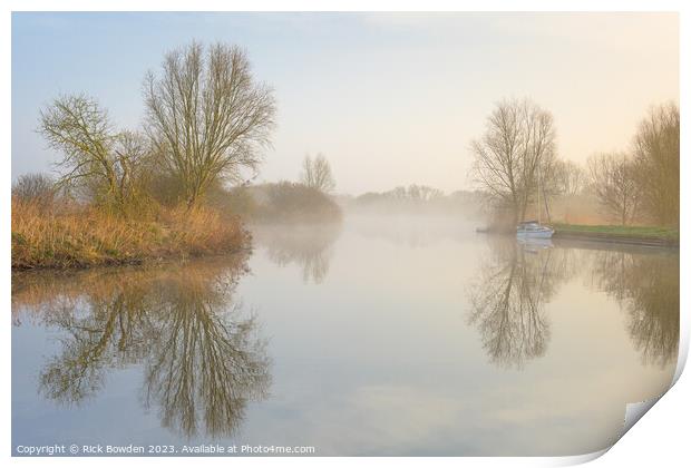 Mystical Mist over Norfolk Broads Print by Rick Bowden