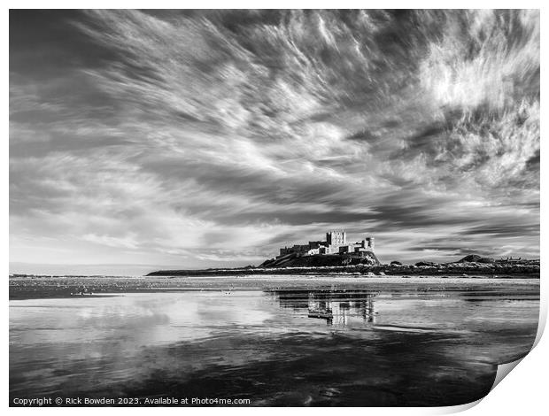 Bamburgh Castle Reflections Print by Rick Bowden