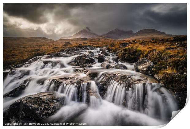 Black Cuillin Falls Print by Rick Bowden