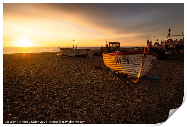 Sunrise at Aldeburgh Beach Print by Rick Bowden