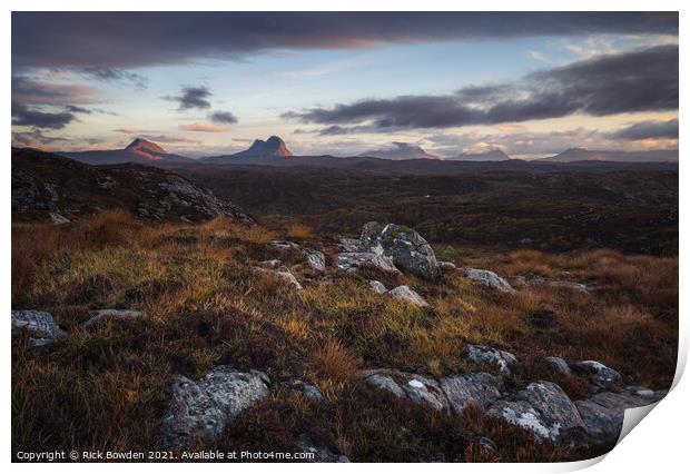 Mountains of Assynt Scotland Print by Rick Bowden