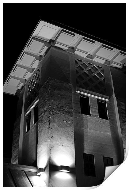 Penarth Pier Pavillion at night black and white Print by Jonathan Evans