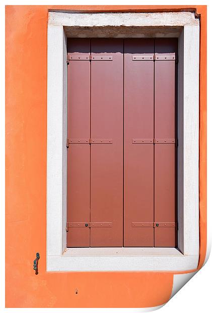 Red Door and orange surround in Venice, Italy  Print by Jonathan Evans