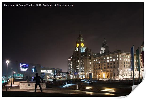 Liver building at night Print by Susan Tinsley