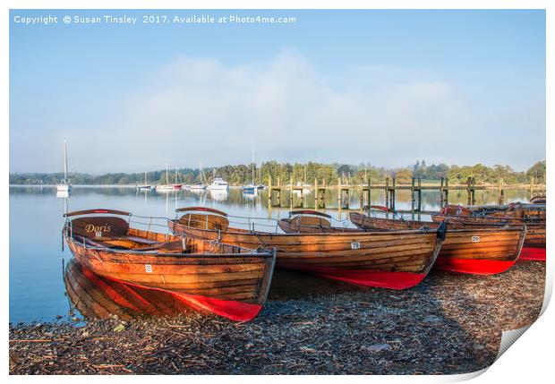 Waterhead boats Print by Susan Tinsley