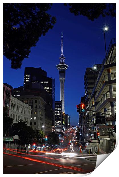 Skytower in the evening Print by Peter Righteous