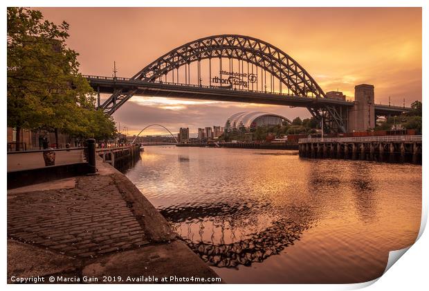 Newcastle Quayside, Newcastle Print by Marcia Reay