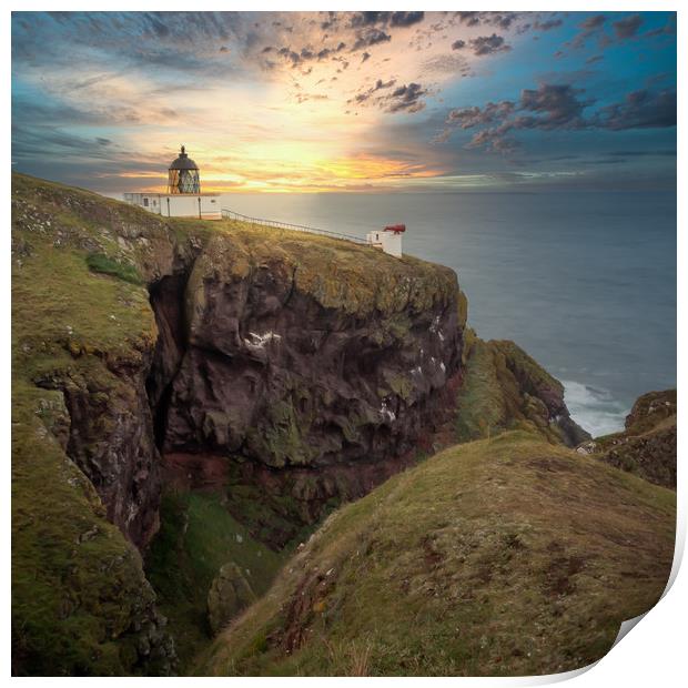 St Abbs Lighthouse, Scotland Print by Marcia Reay