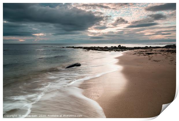 Northumberland coast at sunrise Print by Marcia Reay
