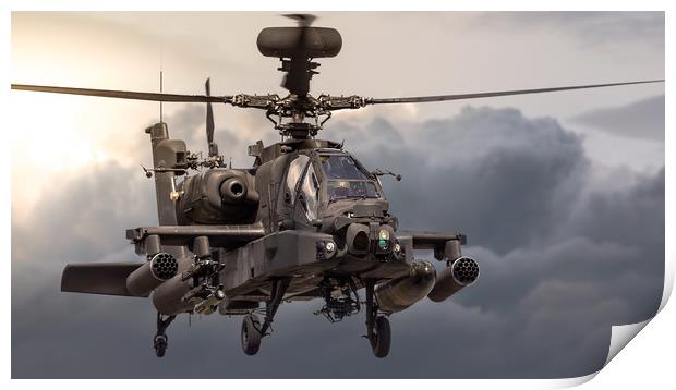 Boeing AH 64 Apache attack helicopter Print by Chris Jones