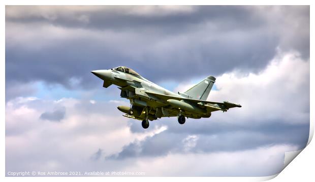 Typhoon Landing at RAF Coningsby Lincolnshire Print by Ros Ambrose