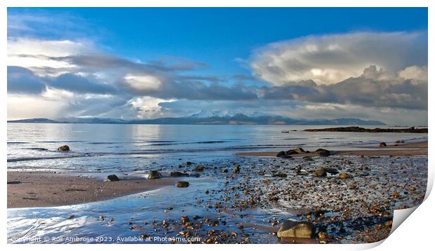 Arran from Seamill Beach Print by Ros Ambrose