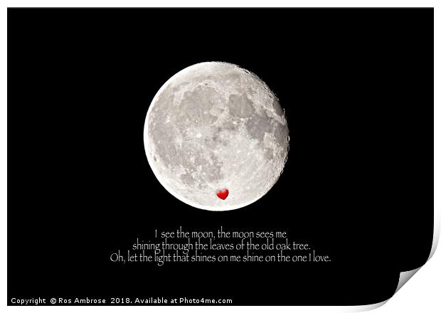 I See The Moon, The Moon Sees Me Print by Ros Ambrose