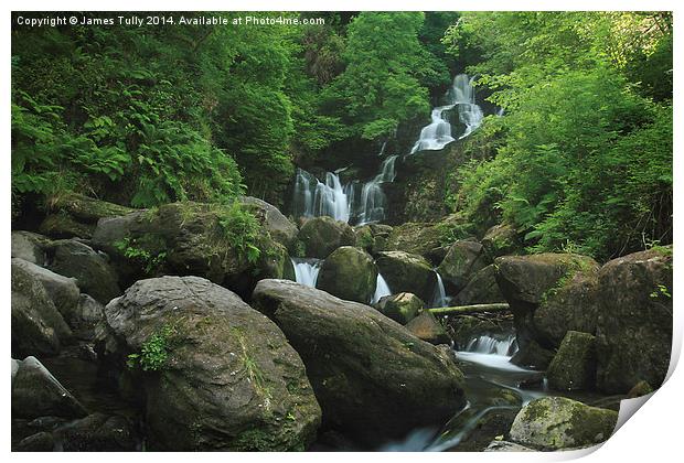  The many falls at Torc waterfall in Ireland Print by James Tully