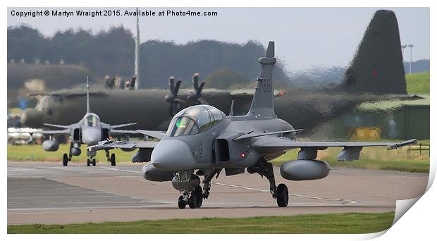 Saab JAS 39 Gripen at RAF Lossiemouth in Scotland Print by Martyn Wraight
