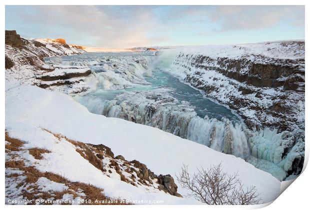 Gullfoss Waterfall, Iceland Print by Peter Yardley