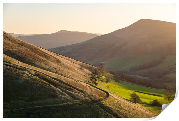 Morning sunlight in the Vale of Edale Print by Andrew Kearton