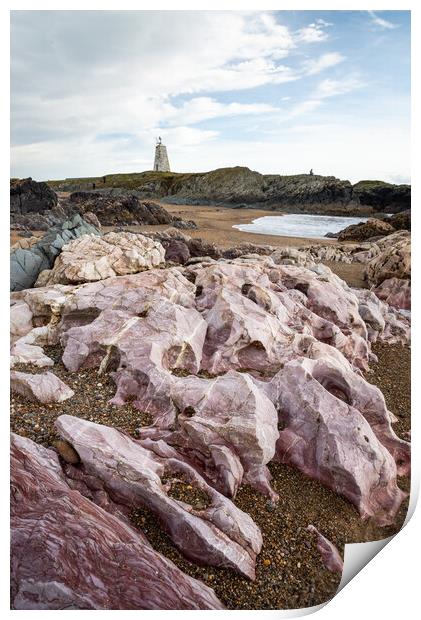 Rock formations at Ynys Llanddwyn, Anglesey Print by Andrew Kearton