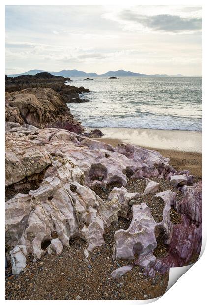 Beach on Yynys Llanddwyn, Anglesey, North Wales Print by Andrew Kearton