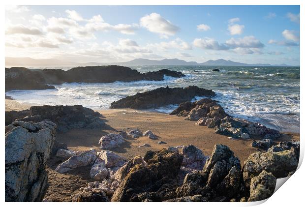 Beautiful beach at Ynys Llanddwyn, Anglesey, North Wales Print by Andrew Kearton