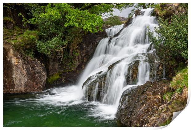 Waterfall in Cwm Llan, Snowdonia, Wales Print by Andrew Kearton