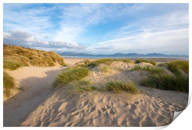 Newborough beach at sunset Print by Andrew Kearton