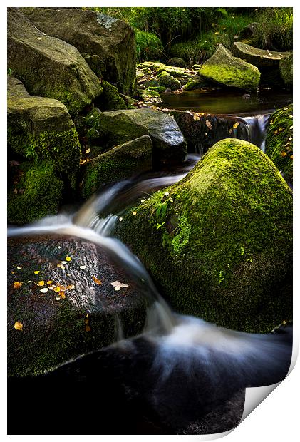 Small waterfall in North Derbyshire Print by Andrew Kearton