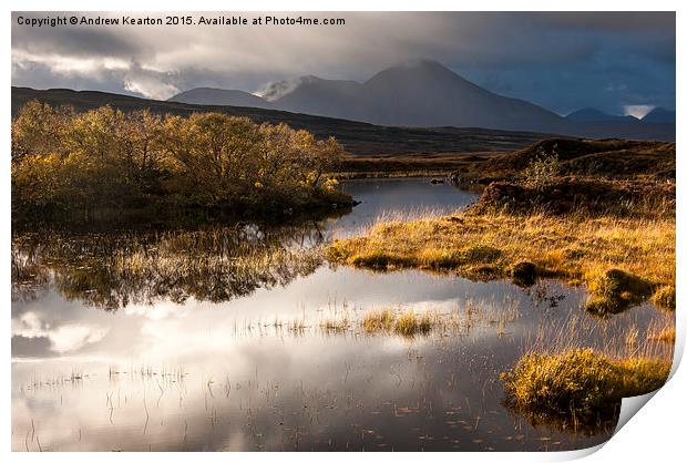  Still pool and moody mountains, Isle of Skye, Sco Print by Andrew Kearton
