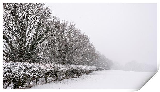  Snowy rural scene in the English countryside Print by Andrew Kearton