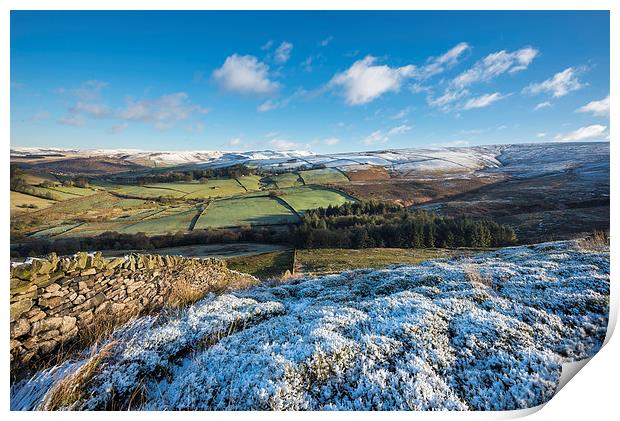 Winter landscape near Glossop, Derbyshire Print by Andrew Kearton