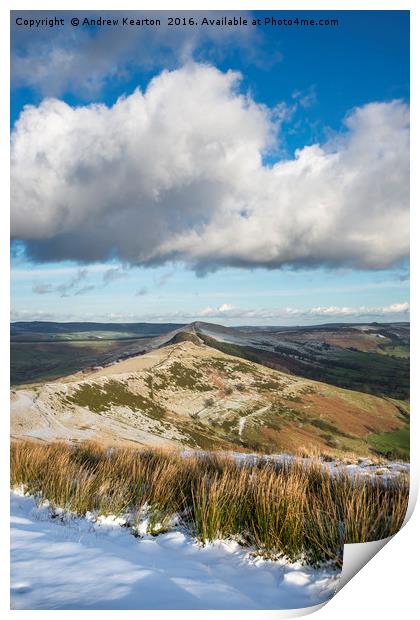 The ridge in winter, Castleton, Derbyshire Print by Andrew Kearton