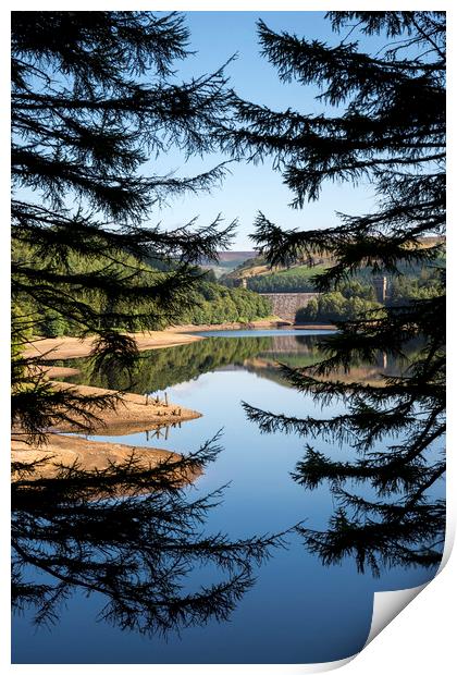 Derwent reservoir seen through the trees Print by Andrew Kearton