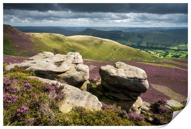 Dramatic view from Ringing Roger, Edale Print by Andrew Kearton