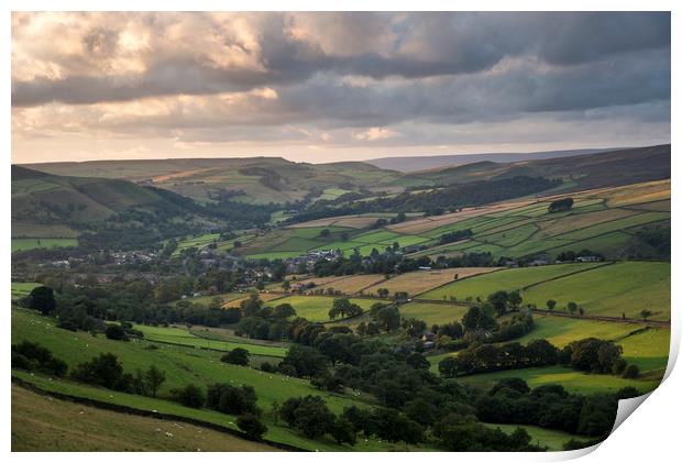 Hayfield village at dusk Print by Andrew Kearton