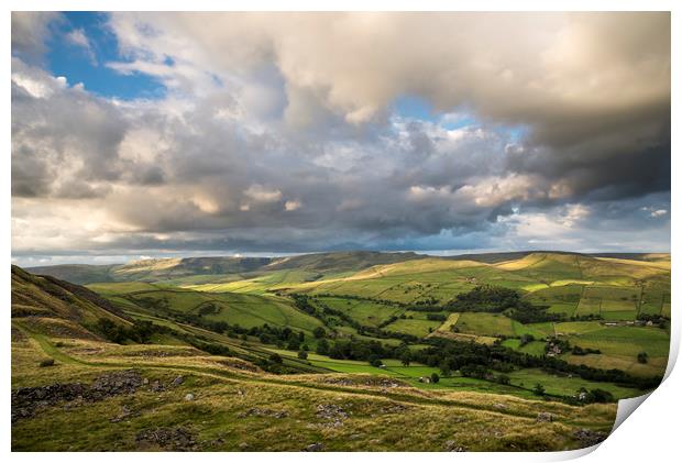 Moody clouds over High Peak hills Print by Andrew Kearton