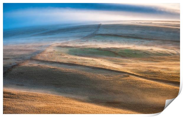 Low mist on the moors Print by Andrew Kearton