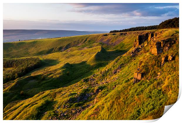 Sunset glow on Coombes edge Print by Andrew Kearton