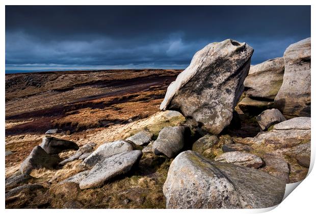 Shelf stones, Bleaklow Print by Andrew Kearton