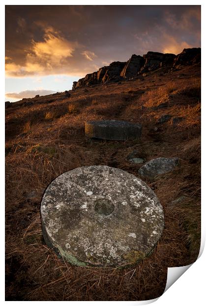 Millstone below Stanage Edge Print by Andrew Kearton