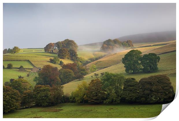 Autumnal hillside in the Derwent valley Print by Andrew Kearton