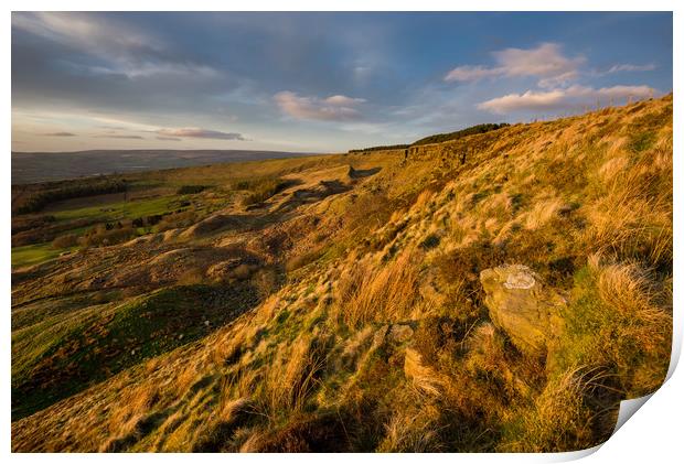 Evening light on Coombes edge Print by Andrew Kearton